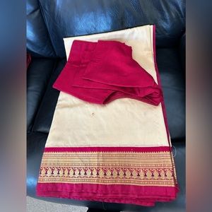 Brand New Kanchipuram Silk Saree - Cream/Red